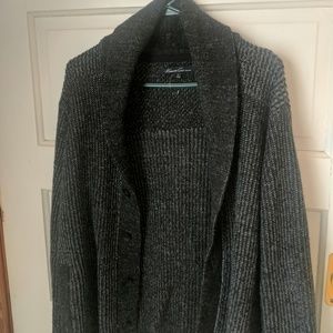 Gray and Black Grandpa Style Cardigan
